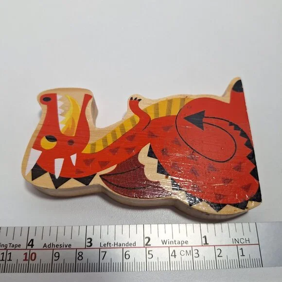 Wooden Dragon Alex Pretends Castle Figure Red Black Fire Breathing - Picture 7 of 7